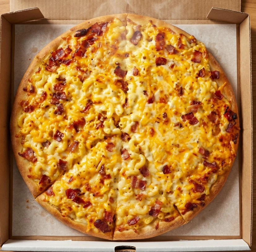 Mac and Cheese Pizza - Unique comfort food pizza at Sherwood Pizza, Sherwood Park