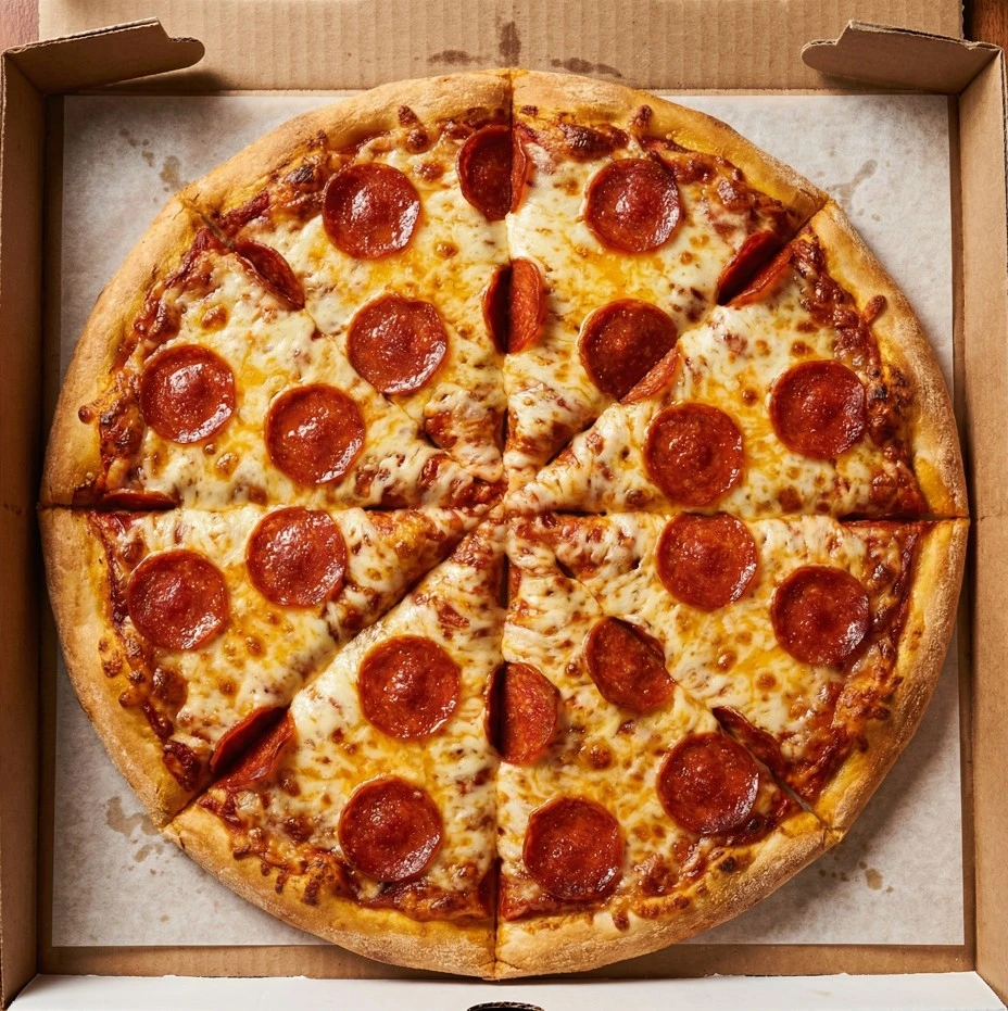 A pepperoni pizza to share
